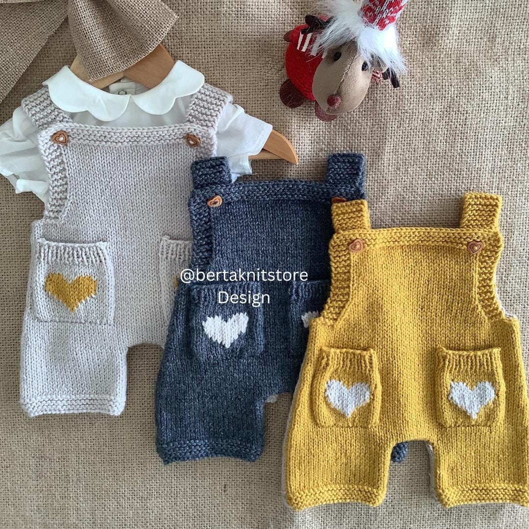 Little Heart Overalls Knitting Pattern | Baby Overalls Knitting