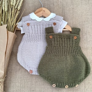 Baby Romper Knitting Pattern | Grey Knit Outfit, 0-24 Months ...