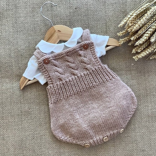 Lisbon Romper Knitting Pattern | Baby Romper Knitting Patterns | 0-24 months | Overalls Pattern | Baby Knitting Patterns  | PDF in English