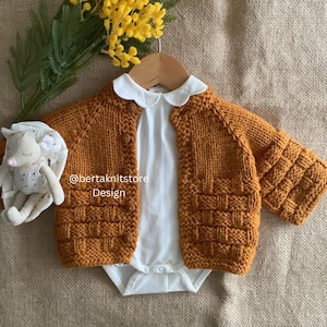 Modèle de tricot de cardigan d'automne | Modèle de tricot de cardigan pour bébé | 0-24 mois | en anglais uniquement