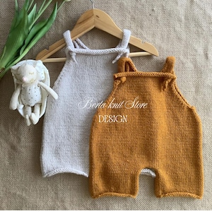Modello per tuta a maglia con motivo cicogna / Design originale per maglieria / 0-24 mesi / Solo in inglese