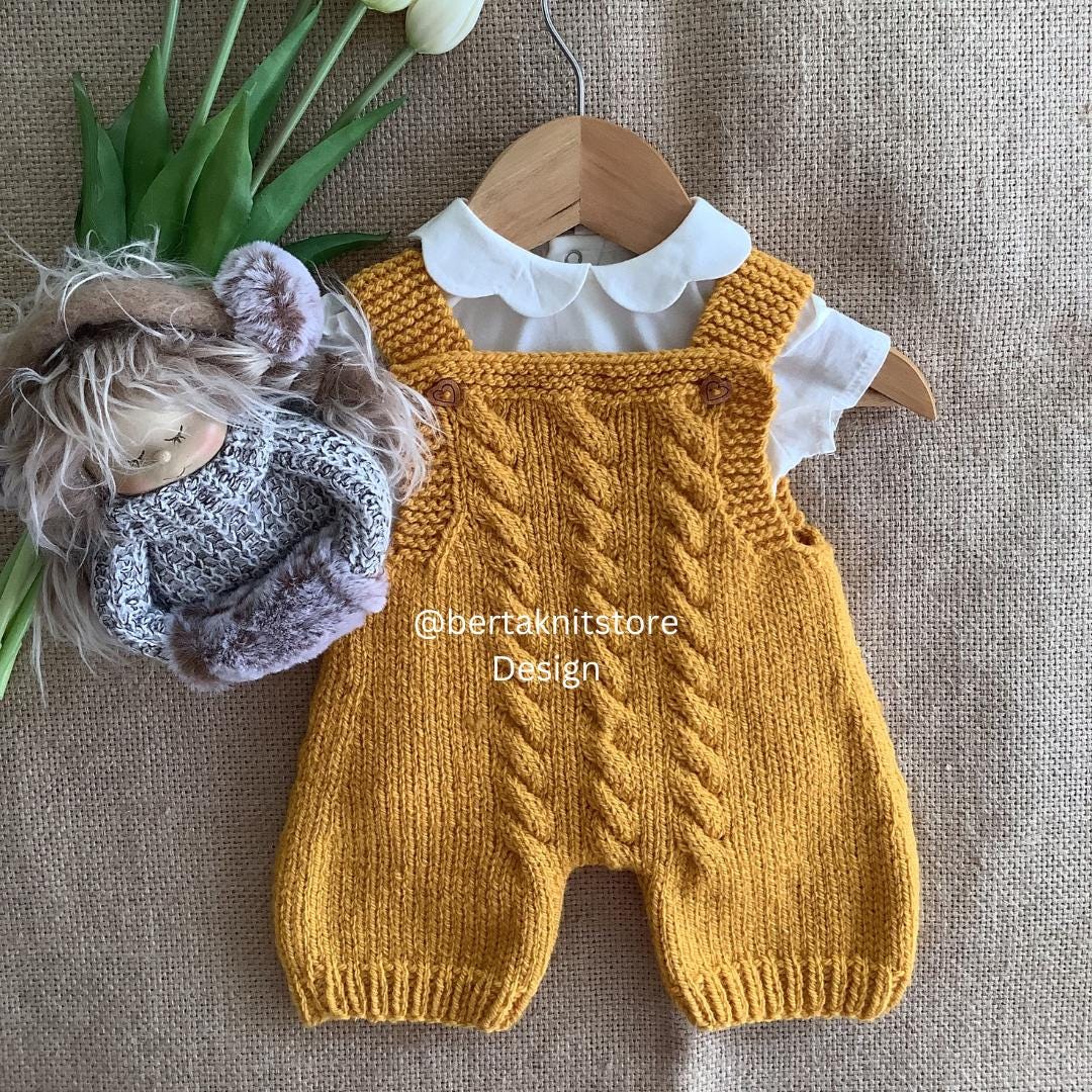 Lisboa Baby Overalls Knitting Pattern | Cable Knit Romper (PDF Pattern ...