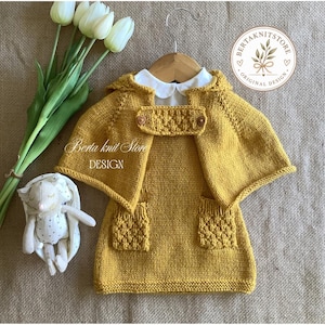Pineapple Hooded Cape & Dress Set Knitting Pattern | Original Knitwear Designs | In English only | 0-24 months