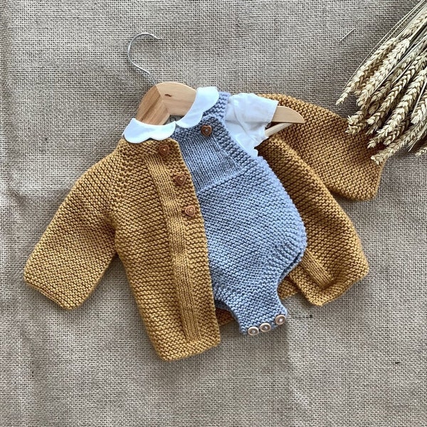 Amber Cardigan and Romper PDF Knitting Pattern | Baby Cardigan Knitting Pattern | Baby Romper Knitting Patterns | PDF in English