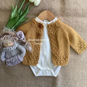 Ananas Strickjacke Strickmuster |  Babyjacke PDF | 0-24 Monate | Nur auf Englisch