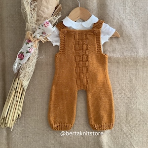 Padrão de tricô de macacão de outono | Padrão de tricô de macacão de bebê | Padrão de tricô de macacão de bebê | Somente em inglês | 0-24 meses