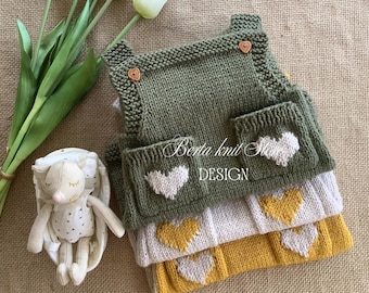 Little Heart Overalls Knitting Pattern | Original Knitwear Designs | 0-24 months | in English only