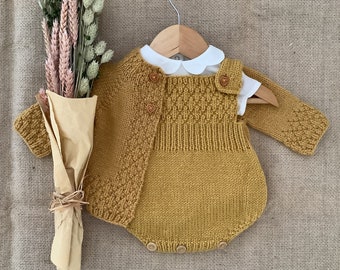 Pineapple Cardigan and Romper PDF Knitting Pattern | Baby Cardigan Knitting Pattern | Baby Romper Knitting Patterns | PDF in English