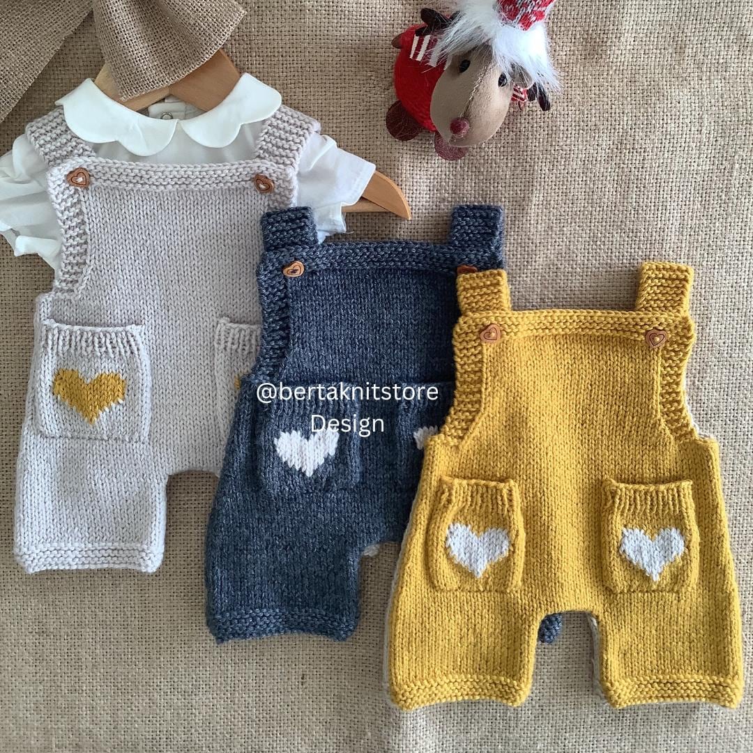 Little Heart Overalls Knitting Pattern | Baby Overalls Knitting
