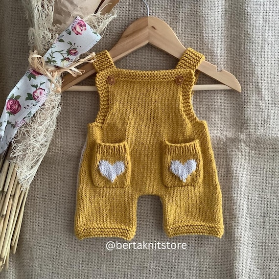 Little Heart Overalls Knitting Pattern | Baby Overalls Knitting