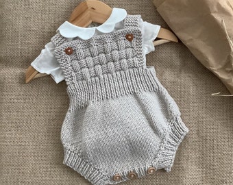 Baby Romper PDF Knitting Pattern | Baby Overalls PDF Knitting Pattern | Baby Dungarees Knitting Pattern | 0-24 months | PDF in English