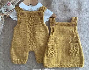 Pineapple Overalls & Dress knitting Pattern | Baby Set | 0-24 Months | in English only