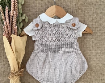 Pineapple Romper Knitting Pattern | Baby Romper PDF Knitting Pattern | Baby Overall PDF Knitting Pattern | 0-24 months | PDF in English