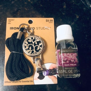 Silver locket diffuser & ID holder lanyard necklace