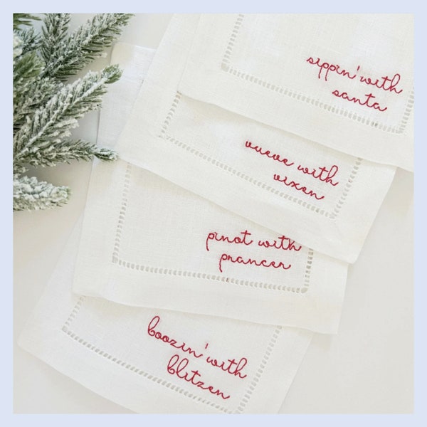 Boozin' with Blitzen Cocktail Napkins, Set of 4 | Linen