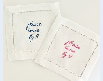 Please Leave By 9 Cocktail Napkins, Set of 4 | Linen