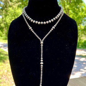 Sterling Silver Pearl Lariat Necklace: Western Style Jewelry