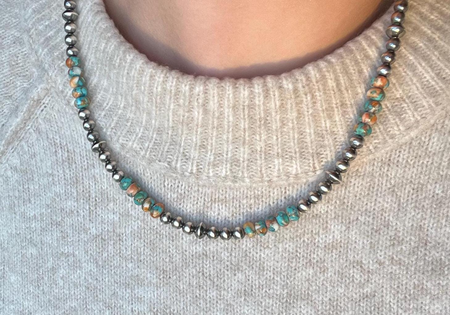 Orange Spiny Turquoise Necklace