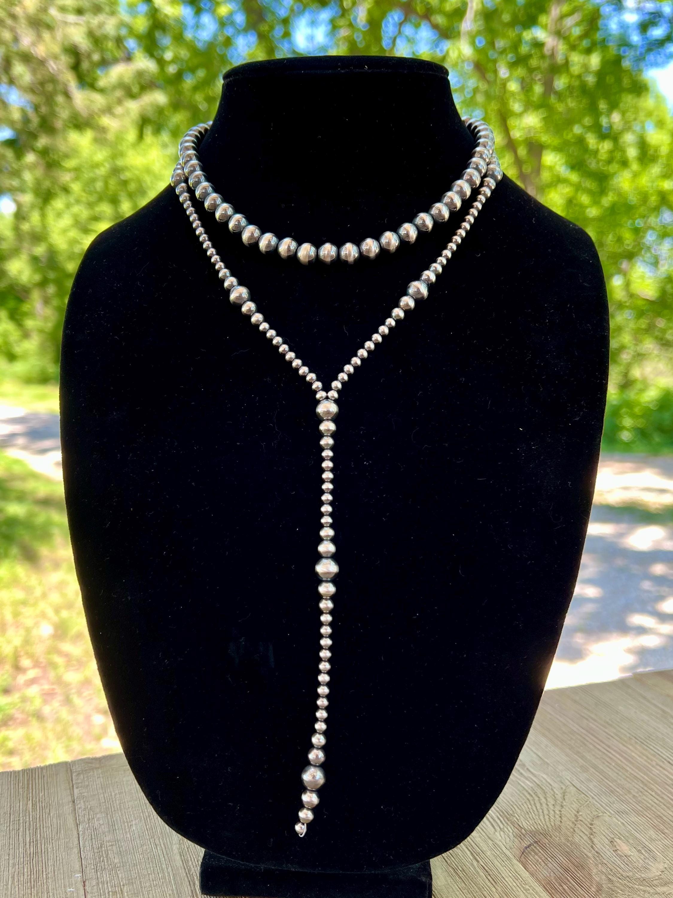 Sterling Silver Pearl Lariat Necklace: Western Style Jewelry