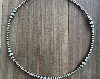The &quot;Beth&quot; • Graduated Sterling Silver Pearl Necklace 3-6mm Sterling silver beaded necklace