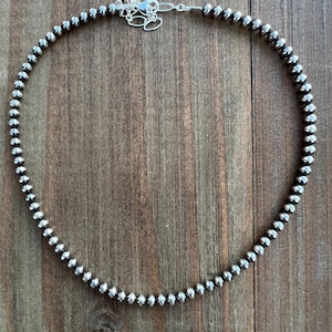 Colar de pérolas em prata de lei, 4 mm, 5 mm, 6 mm.