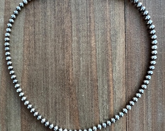 Sterling Silver Pearl Necklace 4mm 5mm 6mm Sterling silver beaded necklace