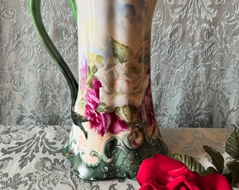 Vintage "Haviland & Co." Limoges Hand-Painted Porcelain Pitcher with Roses