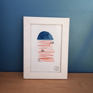 Unieke aquareltekening in A6-oceaan-geïnspireerd formaat