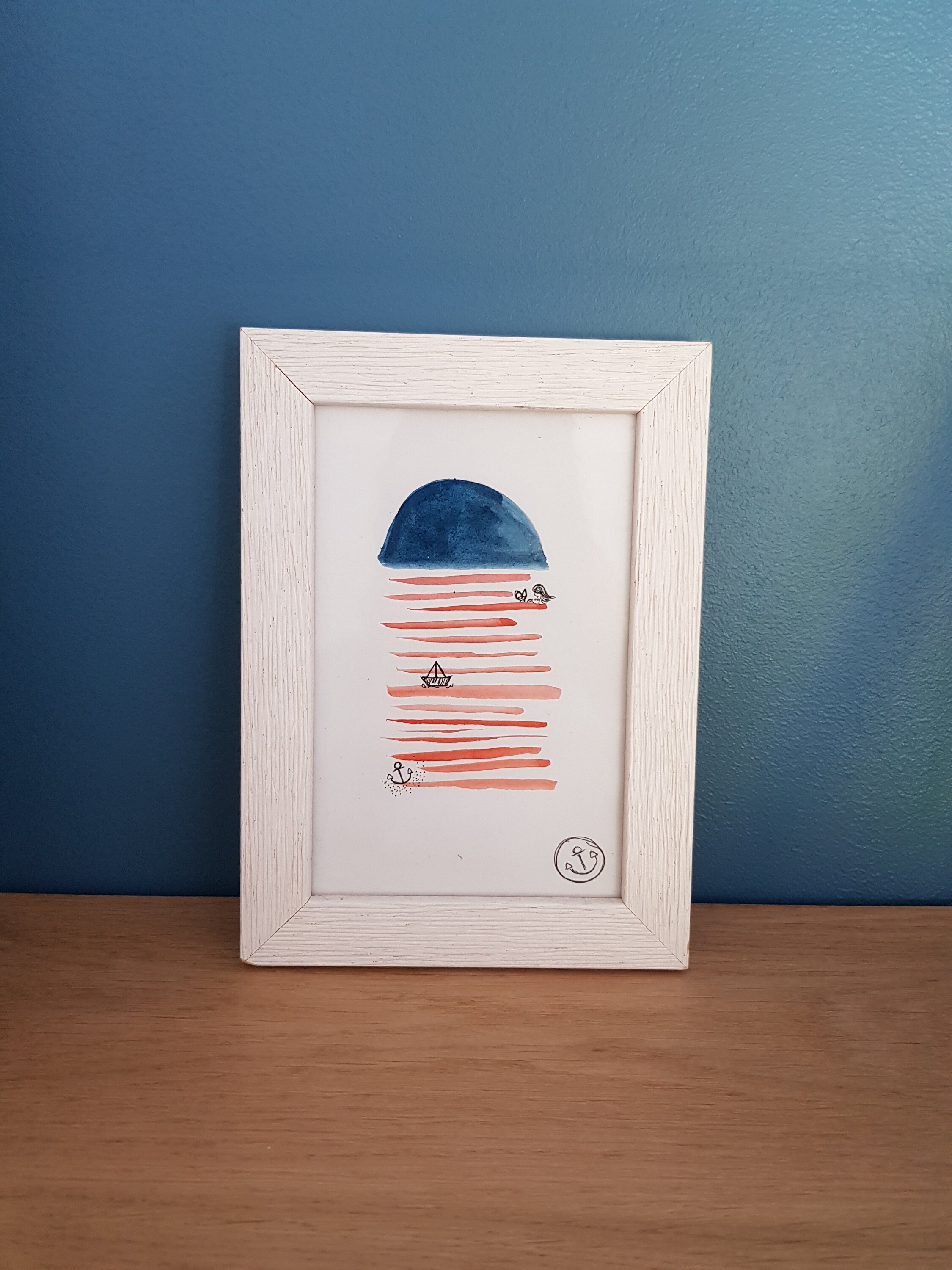 Dessin à L'aquarelle Unique Au Format A6 Inspiration Océan