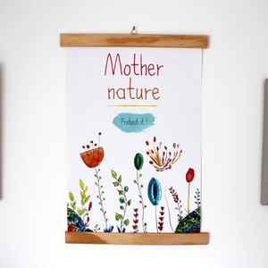 Poster A3 decorative illustration flowers environment