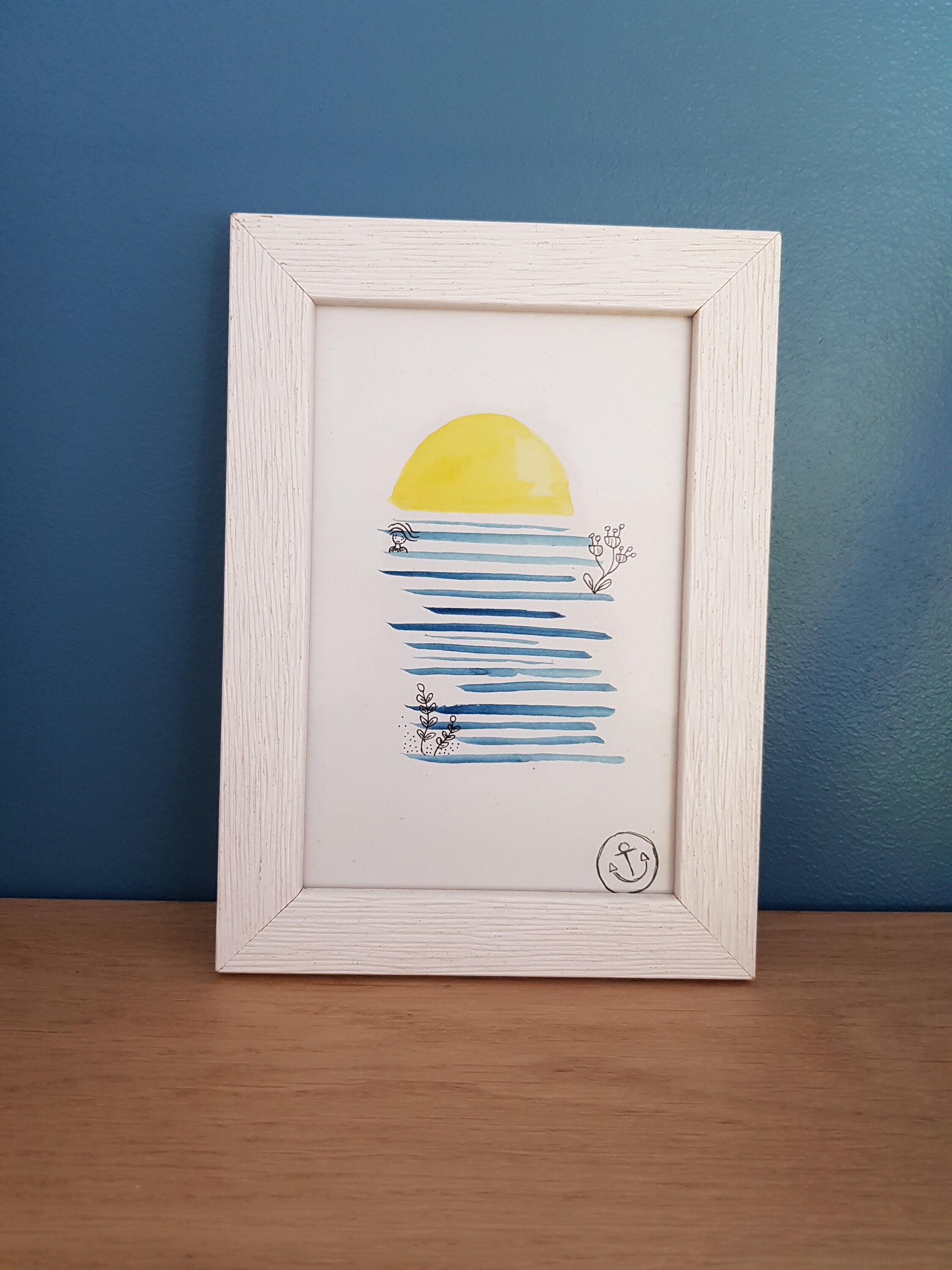 Dessin à L'aquarelle Unique Au Format A6 Inspiration Océan