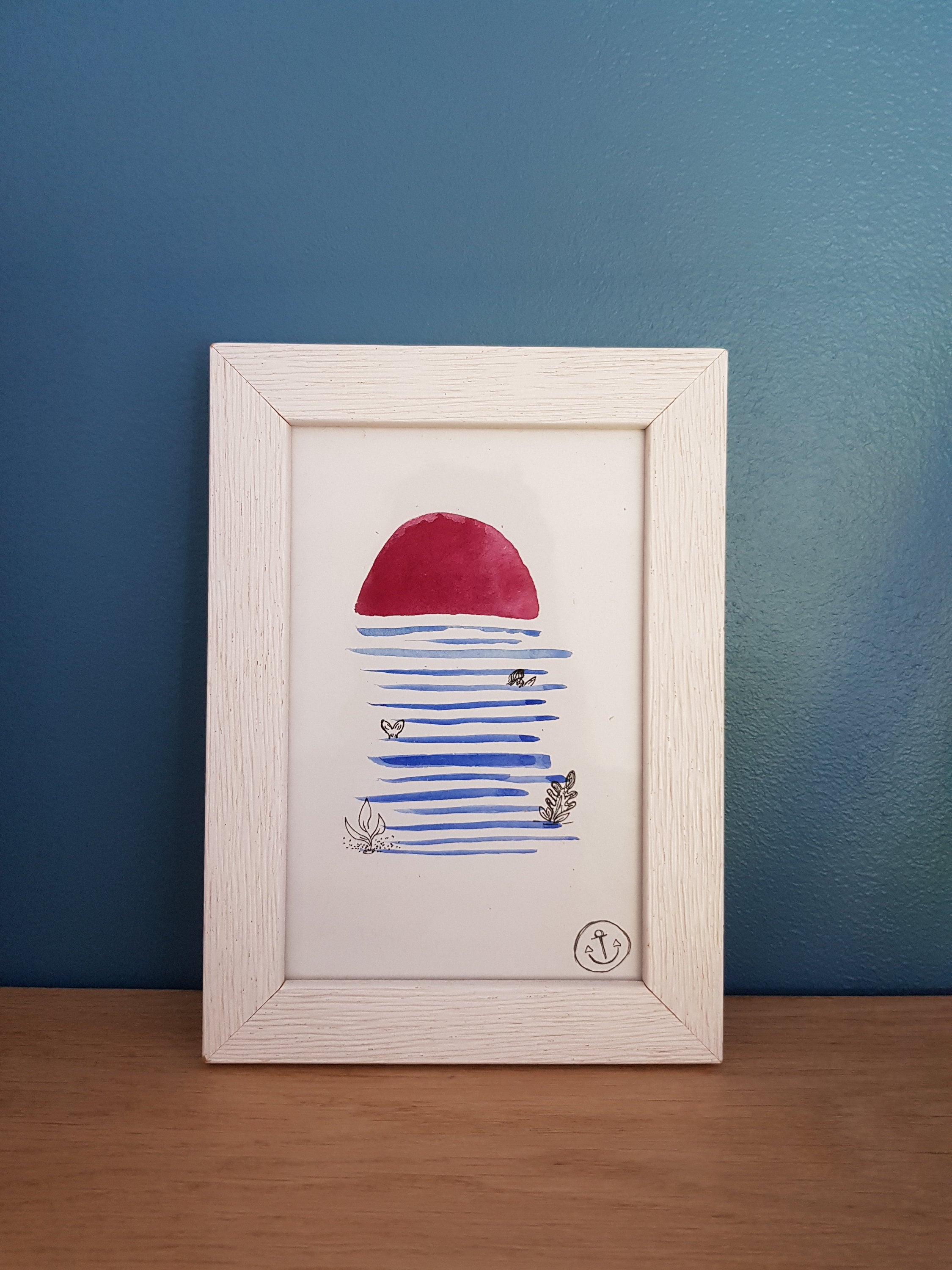 Dessin à L'aquarelle Unique Au Format A6 Inspiration Océan