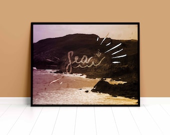 Póster decorativo A4 con ilustración del océano
