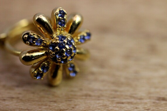 Earrings: Gold-Plated Sterling Silver & Blue CZ H… - image 6