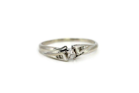 Engagement Ring: 10k White Gold & Diamond, Vintage - image 1