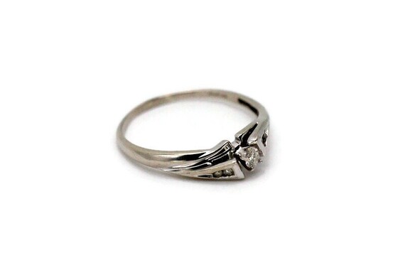 Engagement Ring: 10k White Gold & Diamond, Vintage - image 2