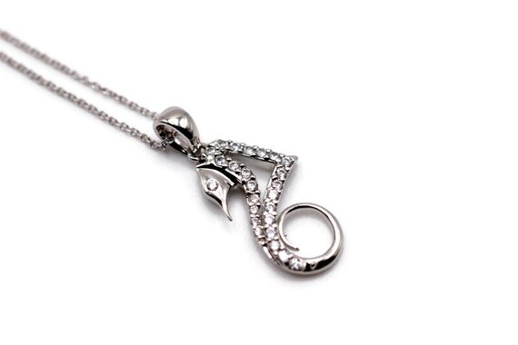 Necklace: Sterling Silver & CZ Seahorse, Vintage - image 2