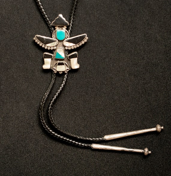 Signed Morris Begay Thunderbird Bolo Tie - image 5