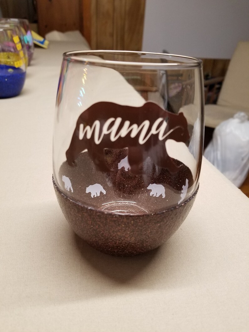 Peek-a-boo glitter stemless wine glasses | Etsy