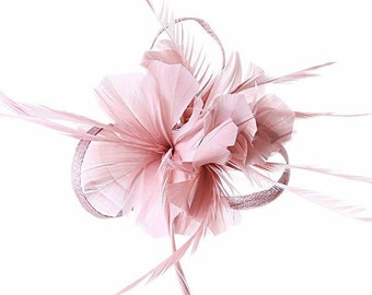 Dusty pink and new colour  fascinator hair clip on clip for  wedding races party