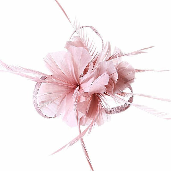 Dusty pink and new colour  fascinator hair clip on clip for  wedding races party