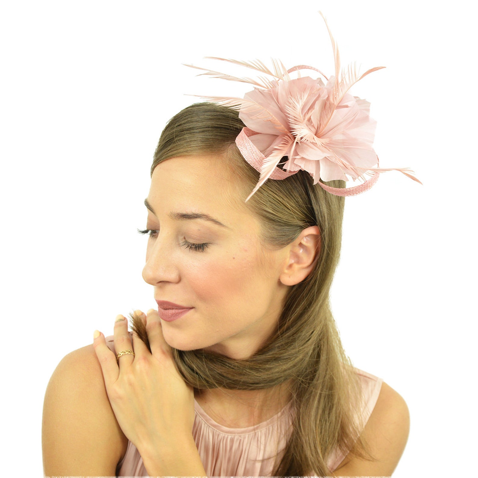 Dusty Pink Fascinator Hair Clip on Clip for Wedding Races Etsy UK