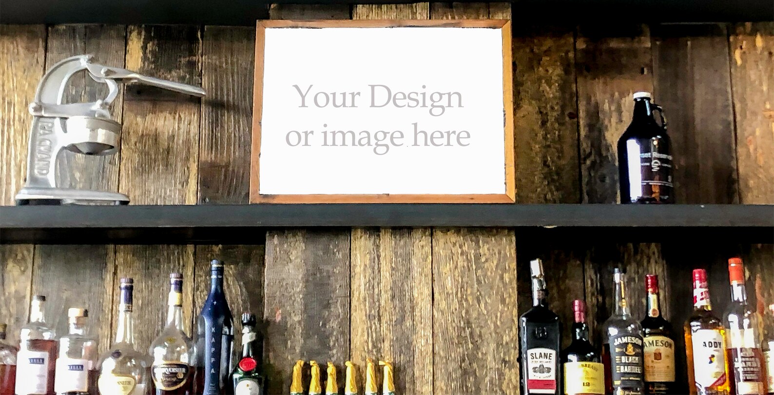 Rustic Bar Frame Mockup Light Wood Frame in a bar Stylized Etsy