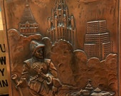 Natalie Smith Henry Art Deco bronze 11 inch by 13 inch embossed plaque , quot Christopher Columbus in Chicago quot made by Merit Company in 1936