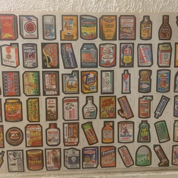 Mint uncut sheet of full set of 66 wacky packs stickers of Series 1 Wacky Packages from 1979