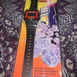 Medena slot machine watch with spinning reels mint sealed in package