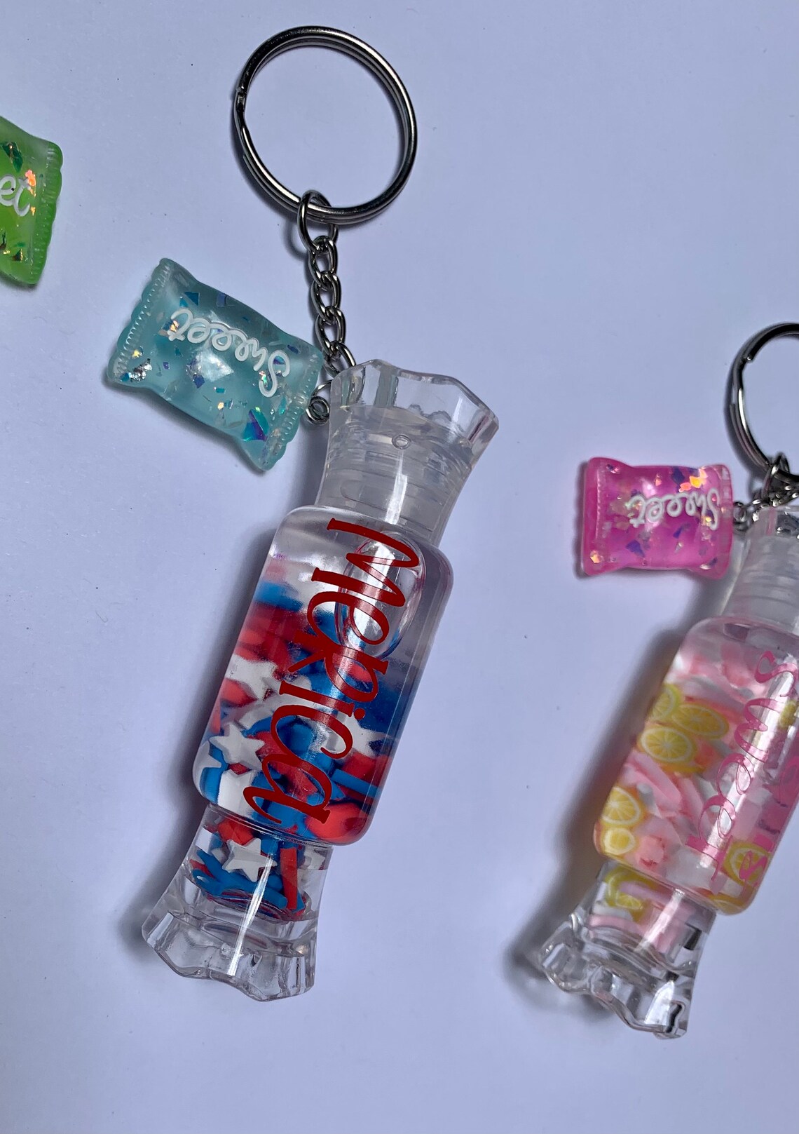 Floating Candy Keychains Fourth of July Keychain Lemon Etsy