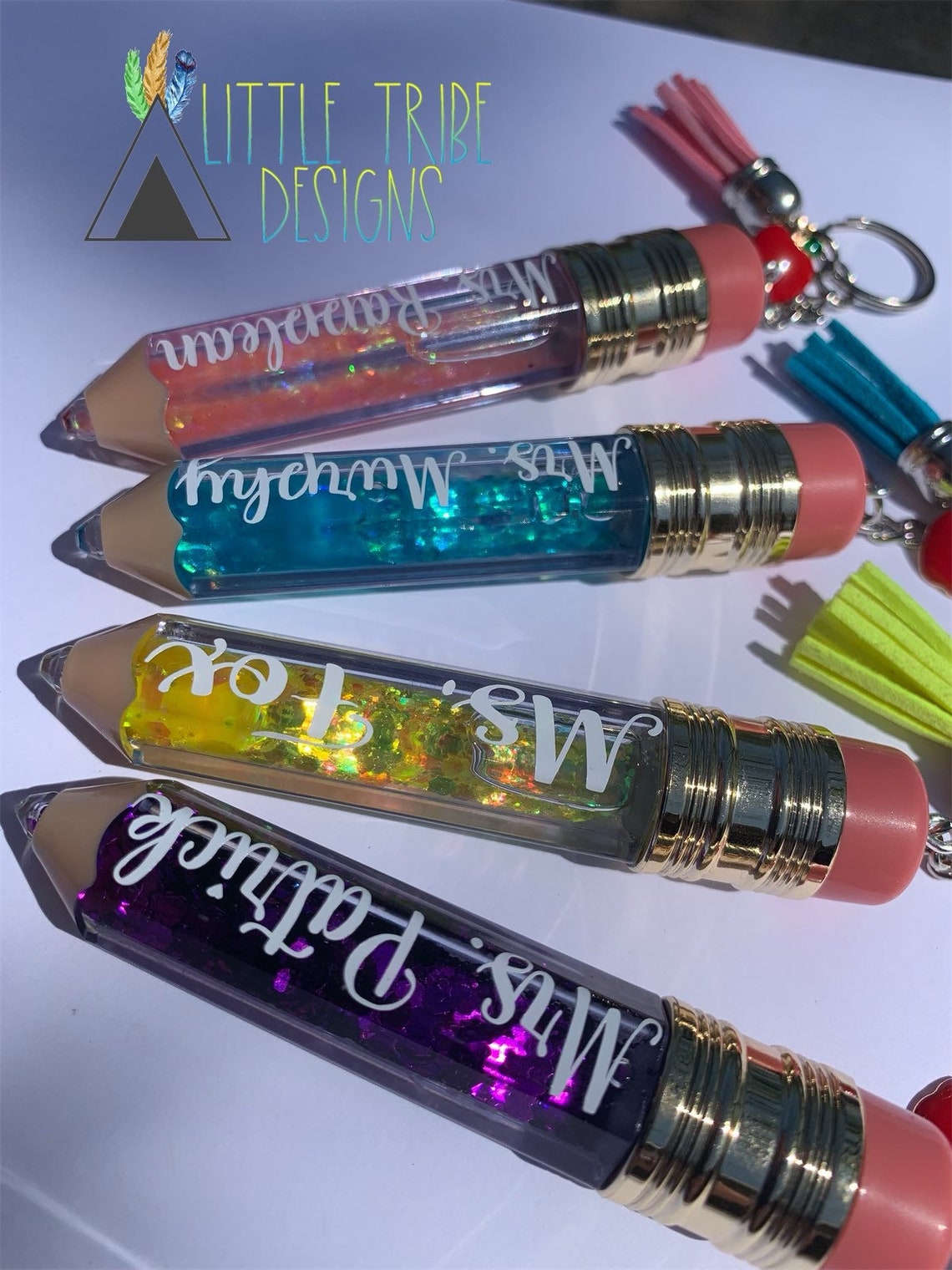 Teacher Keychain Teacher Gift Pencil Glitter Keychain Etsy