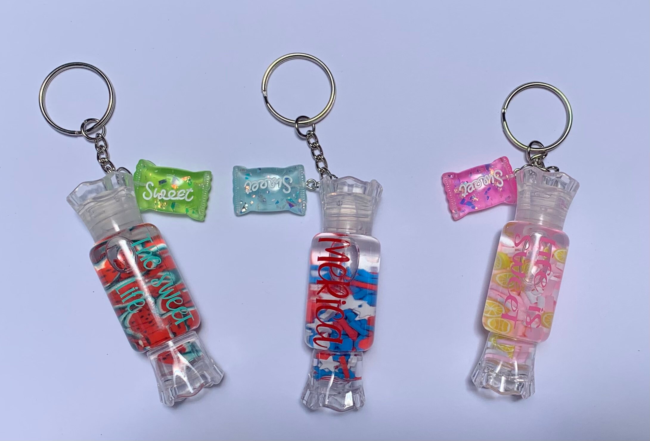 Floating Candy Keychains Fourth of July Keychain Lemon Etsy