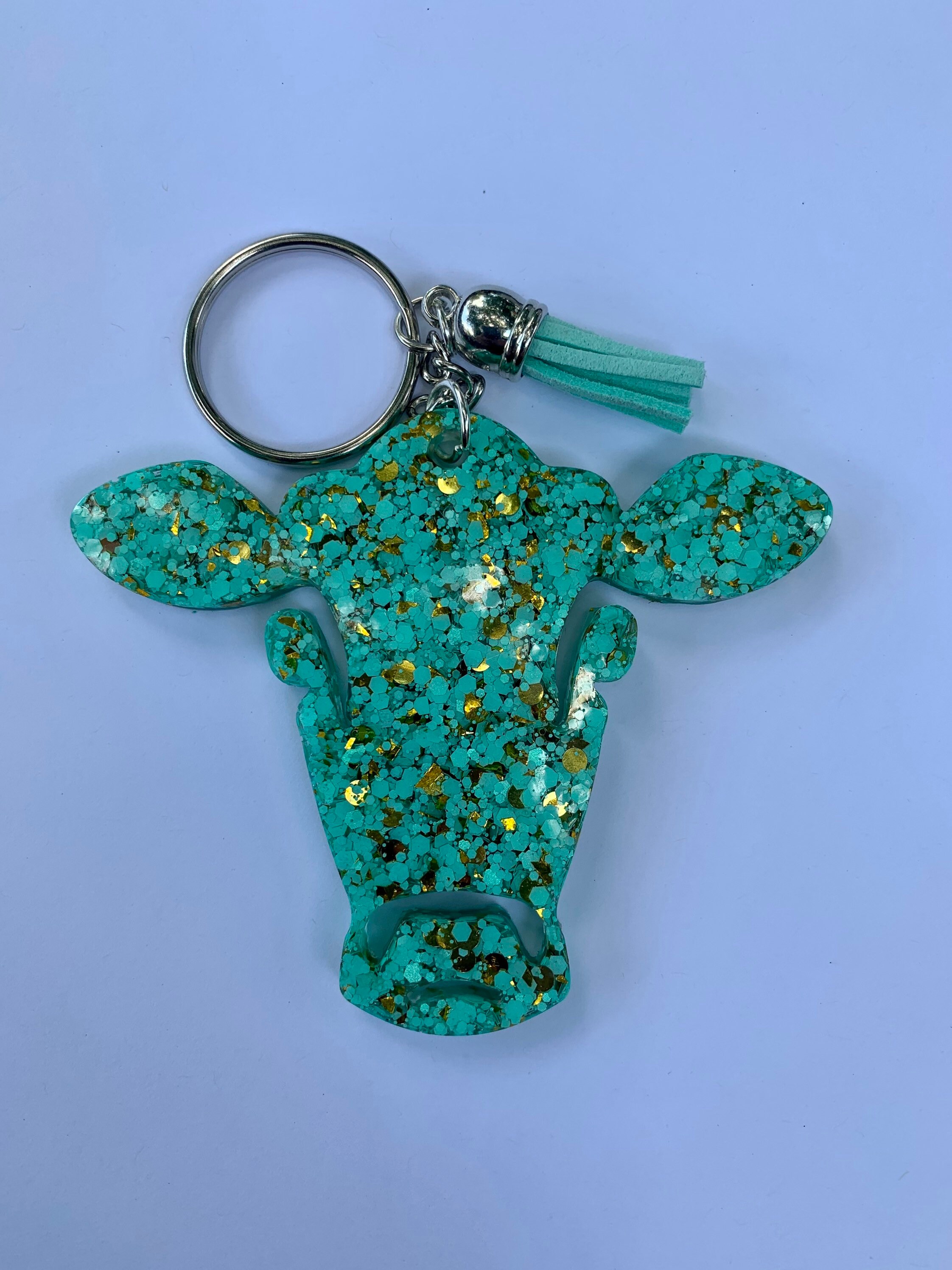 Glitter Cow Keychain | Custom Glitter Cow Keychain